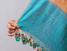 A Symphony in Color | Hand Knitted Crochet Chanderi Stole - E