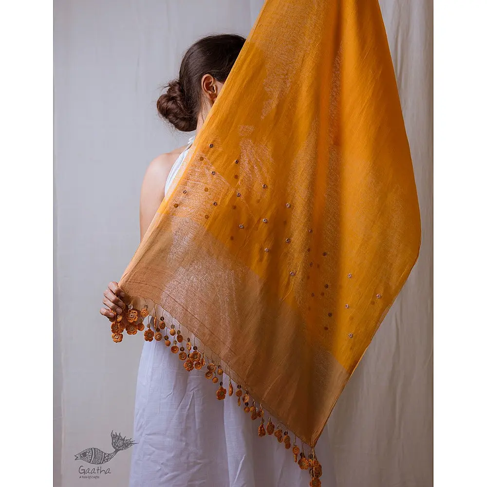 A Symphony in Color | Hand Knitted Crochet Chanderi Stole - F