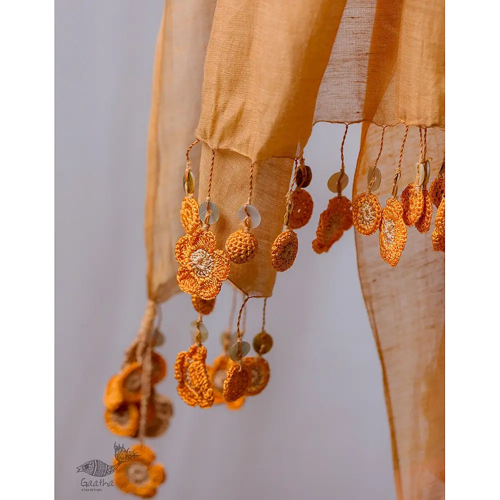 A Symphony in Color | Hand Knitted Crochet Chanderi Stole - F