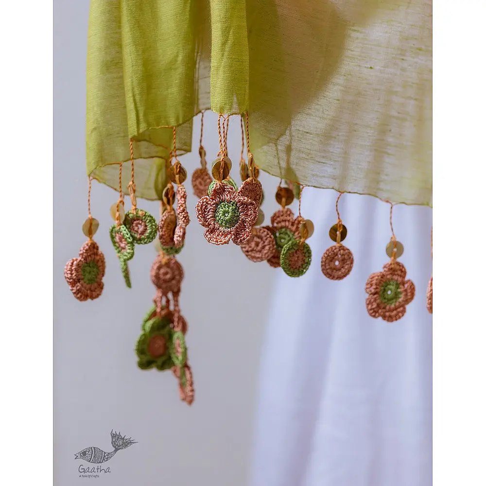 A Symphony in Color | Hand Knitted Crochet Chanderi Stole - G