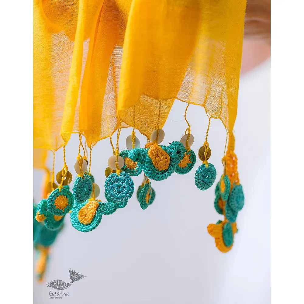 A Symphony in Color | Hand Knitted Crochet Chanderi Stole - I