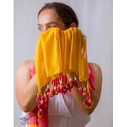 A Symphony in Color | Hand Knitted Crochet Chanderi Stole - J