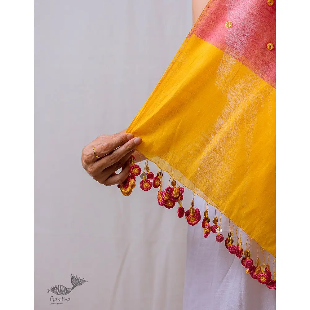 A Symphony in Color | Hand Knitted Crochet Chanderi Stole - J