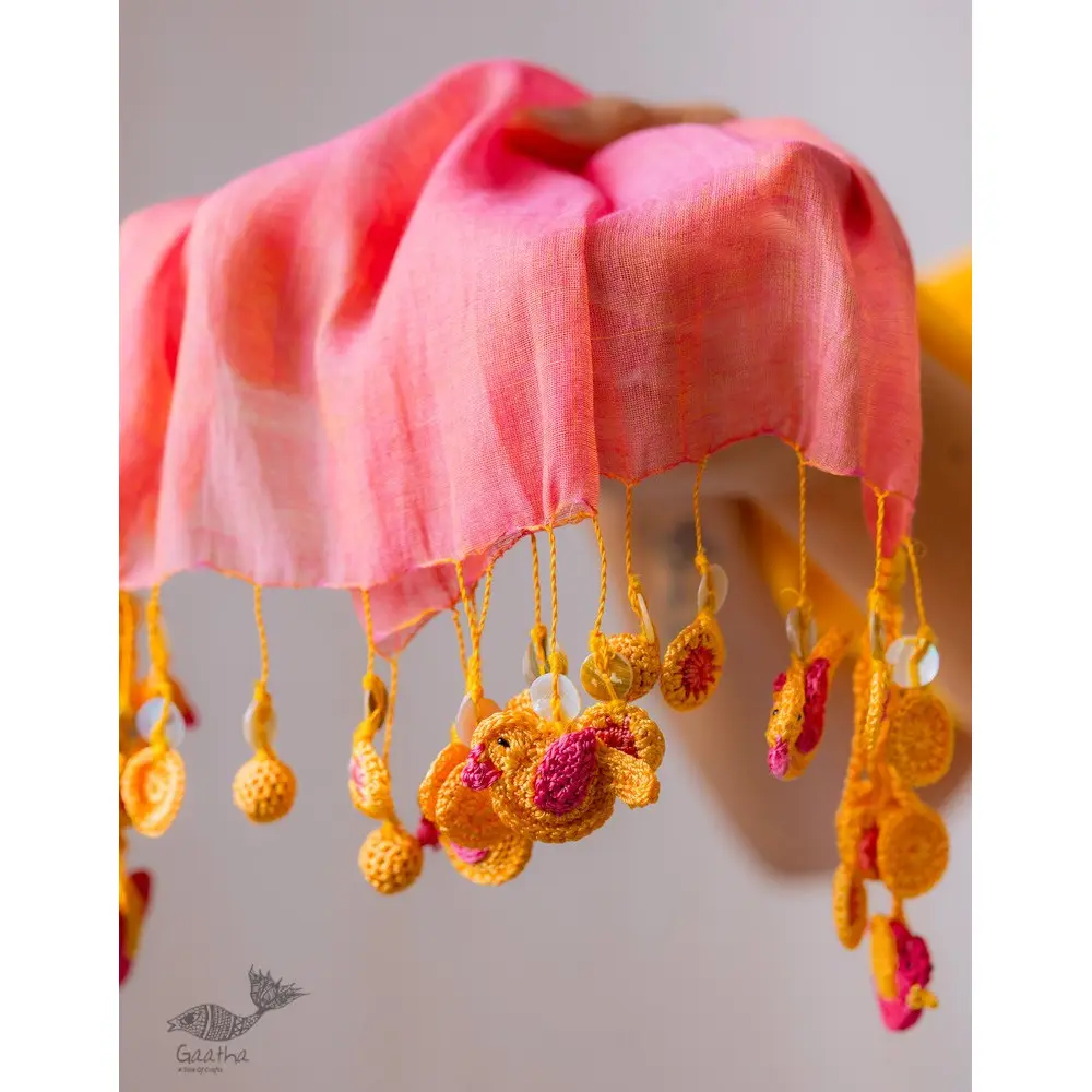 A Symphony in Color | Hand Knitted Crochet Chanderi Stole - K