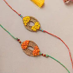 Crochet Rakhi -⚬- Handmade Sunshine Crochet Rakhi (Set of 2) 21
