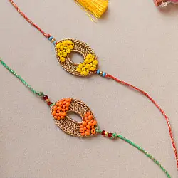 Crochet Rakhi -⚬- Handmade Sunshine Crochet Rakhi (Set of 2) 21