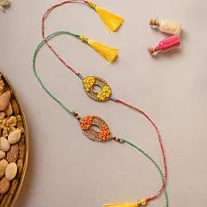 Crochet Rakhi -⚬- Handmade Sunshine Crochet Rakhi (Set of 2) 21