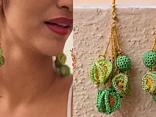 Crochet | Swing Earrings ~ Green Bougainvillea