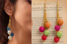 Crochet | Swing Earrings ( Two Options - Blue/ Multi )