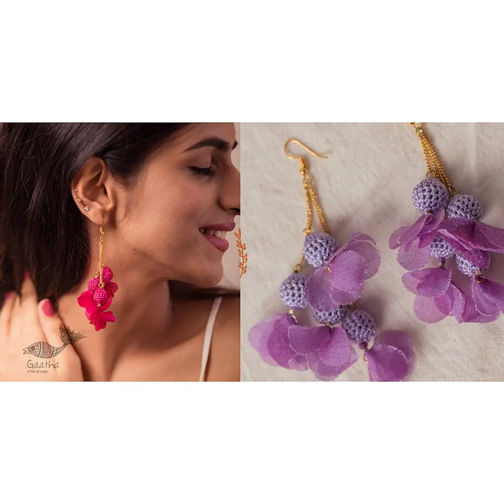 Crochet | Swing Floral Earrings ( Three Options - Pink / Purple / Yellow )