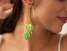 Crochet | Swing Earrings ~ Green Bougainvillea