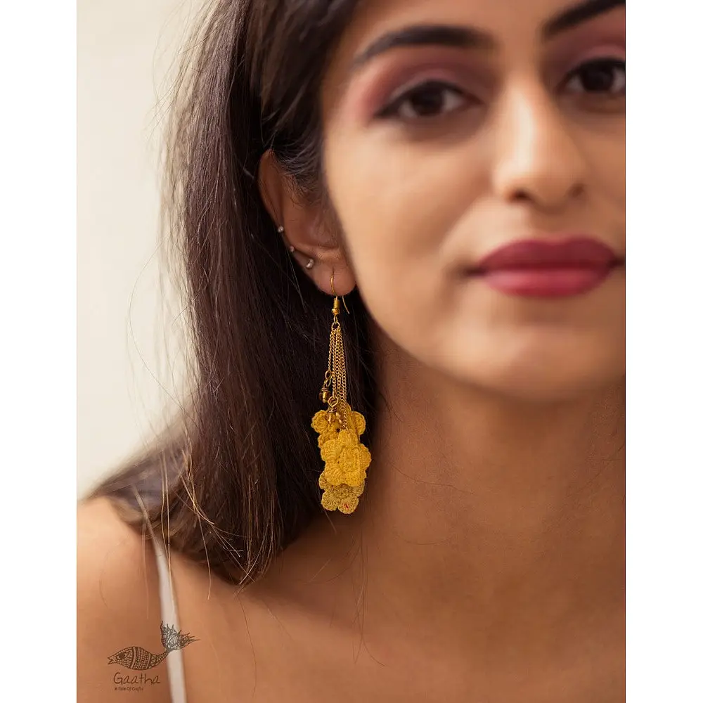 Crochet | Swing Earrings ~ Yellow Poppies