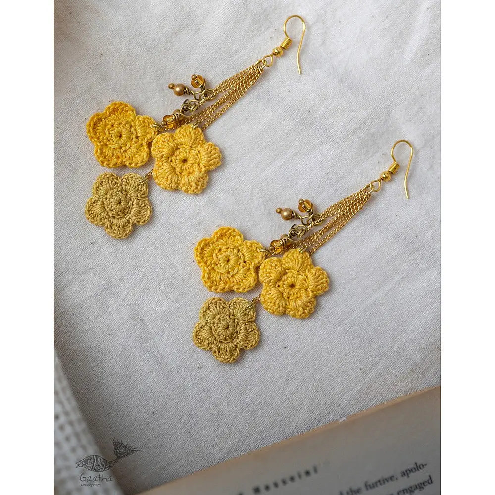 Crochet | Swing Earrings ~ Yellow Poppies