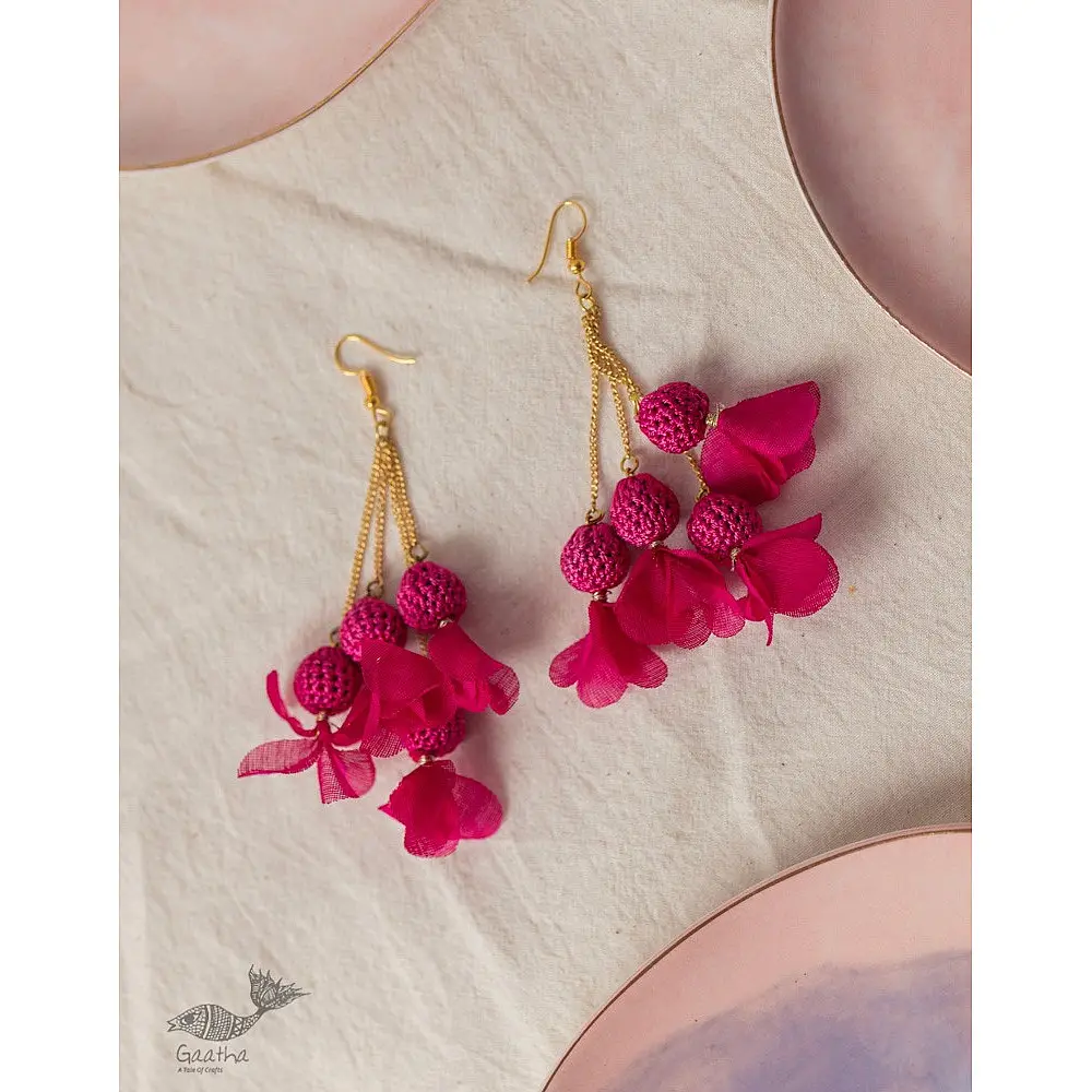 Crochet | Swing Floral Earrings ( Three Options - Pink / Purple / Yellow )