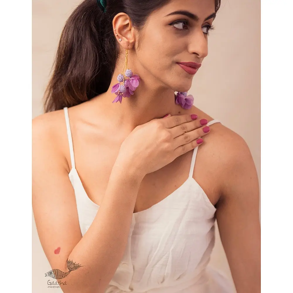 Crochet | Swing Floral Earrings ( Three Options - Pink / Purple / Yellow )