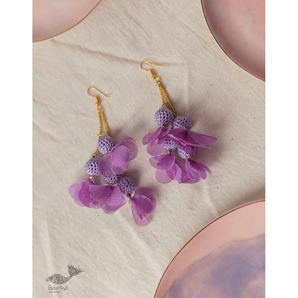Crochet | Swing Floral Earrings ( Three Options - Pink / Purple / Yellow )