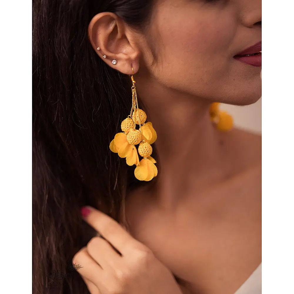 Crochet | Swing Floral Earrings ( Three Options - Pink / Purple / Yellow )