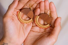 Crochet | Crescent Moon Earrings ~ Beige