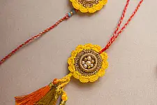 Crochet Rakhi -⚬- Handmade Marigold Crochet Rakhi & Lumba Set (Set of 2) 26