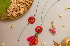 Crochet Rakhi -⚬- Handmade Coral Reef Crochet Rakhi & Lumba Set (Set of 2) 27