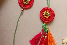 Crochet Rakhi -⚬- Handmade Coral Reef Crochet Rakhi & Lumba Set (Set of 2) 27