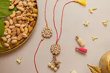 Crochet Rakhi -⚬- Handmade Celestial Crochet Rakhi & Lumba Set (Set of 2) 28