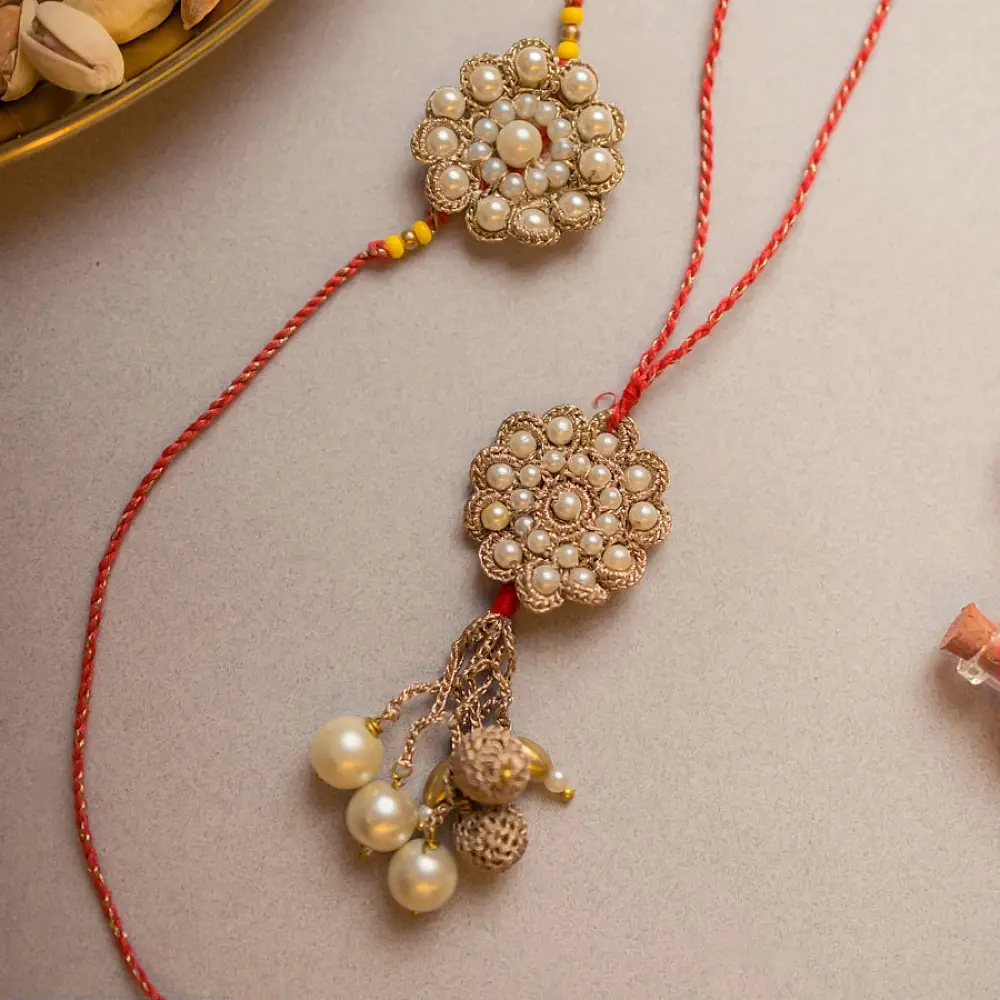 shop Handmade Celestial Crochet Rakhi & Lumba Set (Set of 2)