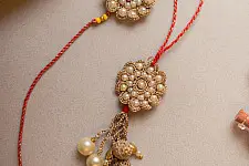 Crochet Rakhi -⚬- Handmade Celestial Crochet Rakhi & Lumba Set (Set of 2) 28