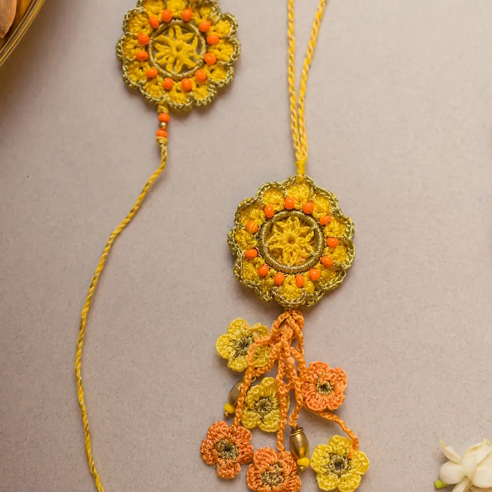 shop Handmade Soul Stich Crochet Rakhi & Lumba Set (Set of 2)