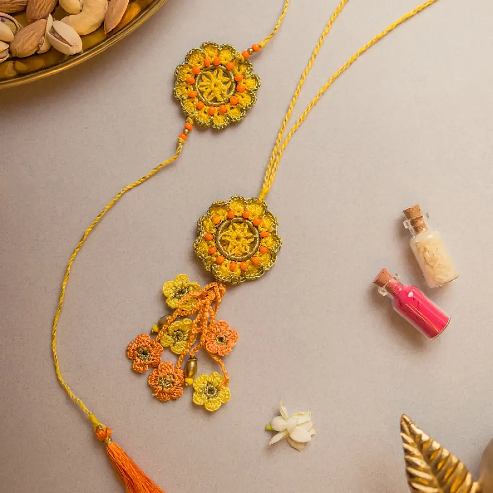 shop Handmade Soul Stich Crochet Rakhi & Lumba Set (Set of 2)