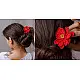 Crochet ✩  Hair Stick - Dark Red Camellia 