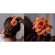 Crochet ✩ Hair Stick - Orange Camellia