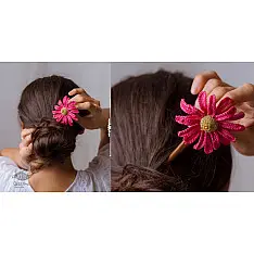 Crochet ✩ Hair Stick - Pink Daisy 