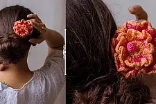 Crochet ✩ Hair Stick - Pink Poppy  