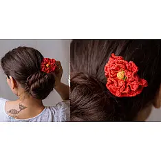 Crochet ✩ Hair Stick - Red Poppy 