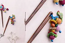 Crochet ✩ Handmade Crochet Hair Stick ~ Butterfly & Bird Pair