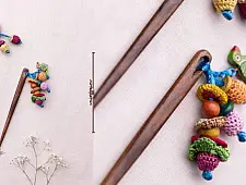 Crochet ✩ Handmade Crochet Hair Stick ~ Butterfly & Bird Pair
