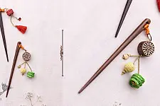 Crochet ✩ Multi colored Crochet & Block Hair Sticks (Pair)