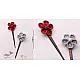 Crochet ✩ Multi coloured Five Petal Flowers Hair Stick (Pair) ~ Red