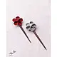 Crochet ✩ Multi coloured Five Petal Flowers Hair Stick (Pair) ~ Red