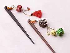 Crochet ✩ Multi colored Crochet & Block Hair Sticks (Pair)