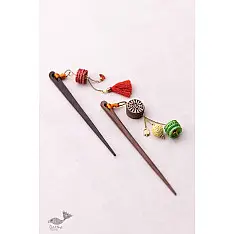 Crochet ✩ Multi colored Crochet & Block Hair Sticks (Pair)