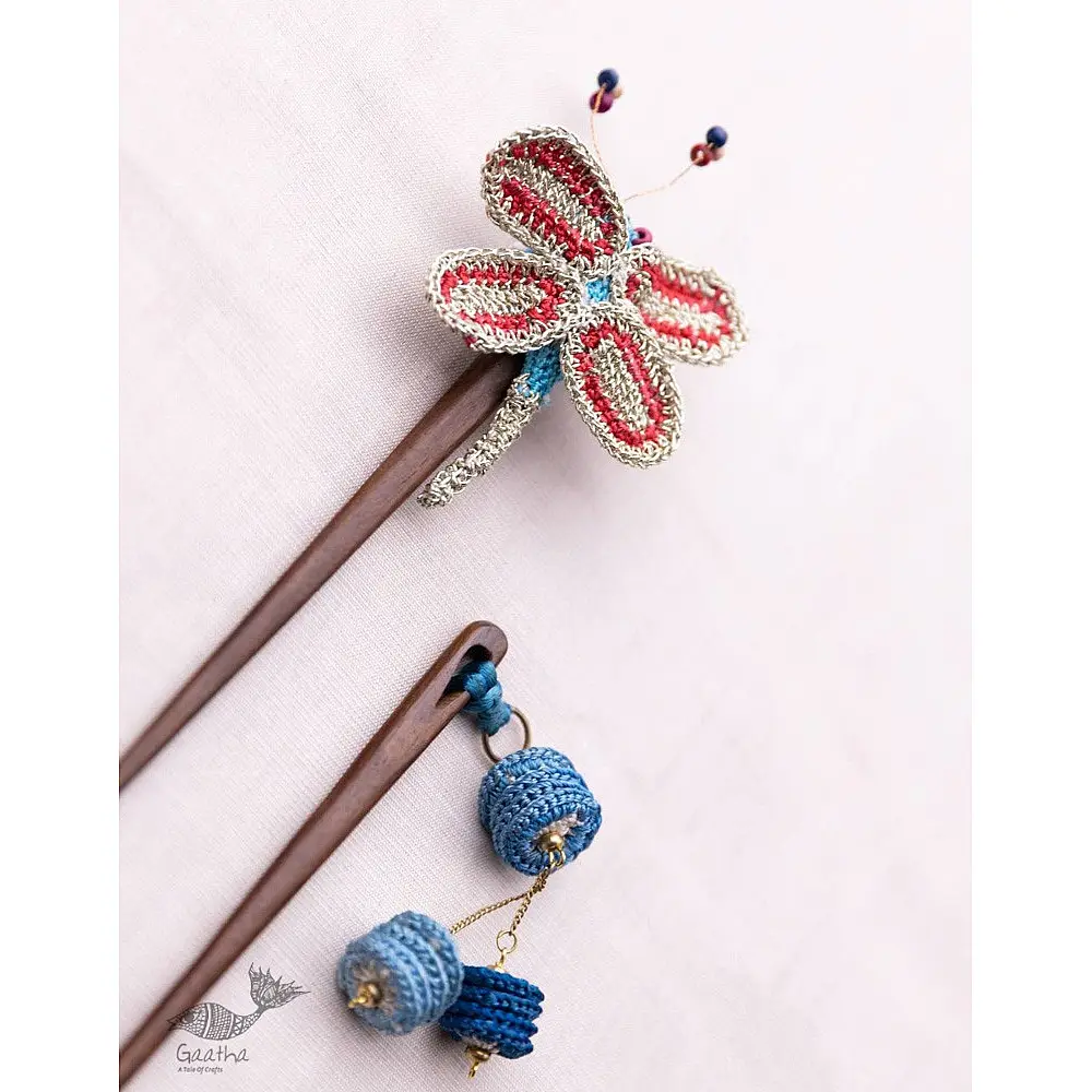Crochet ✩ Crochet Butterfly & Tiki Hair Sticks (Pair)