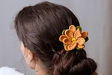 Crochet ✩ Hair Stick -Mustard Camellia 