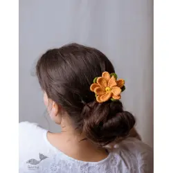 Crochet ✩ Hair Stick -Mustard Camellia 