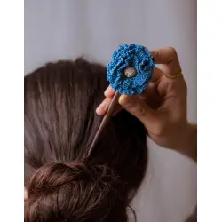 Crochet ✩ Hair Stick - Blue Poppy 