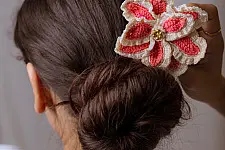 Crochet ✩  Hairstick - Pink & White Petunia