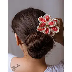 Crochet ✩  Hairstick - Pink & White Petunia