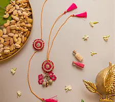 Crochet Rakhi -⚬- Handmade Pink Twilight Crochet Rakhi & Lumba Set (Set of 2) 30
