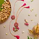 shop Pink Twilight Crochet Rakhi & Lumba Set (Set of 2)